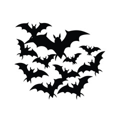 halloween bats vector.halloween bat vector.black and white bat silhouette on white background.	