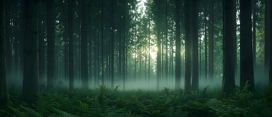 Mystical Forest With Glowing Sunlight