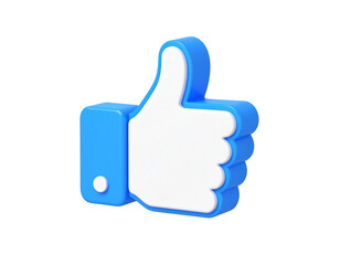 Fototapeta premium Blue and white thumbs up sign with a blue hand and a white thumb