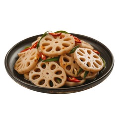 Soy-Braised Lotus Root with Red Chili Peppers