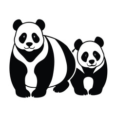panda silhouette on white background