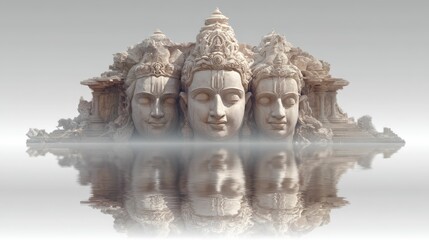 Fototapeta premium Aesthetic viewpoint serene sculpture reflection of advaita philosophy in a tranquil setting