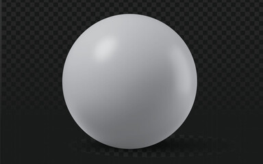Realistic vector graphic of a white sphere or ball. Isolated glossy reflective object perfect for design projects, icons, abstract compositions, or as a basic geometric element. Transparent background