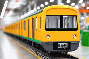 Fototapeta premium A train on a track in motion capturing the essence of railway manufacturing and transportation systems in action