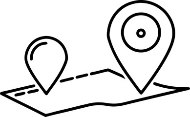 Map With Pin Line Art Vector Illustration 