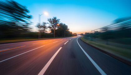 Obraz premium Blurred highway streaking with speed, studio photography. with white shades