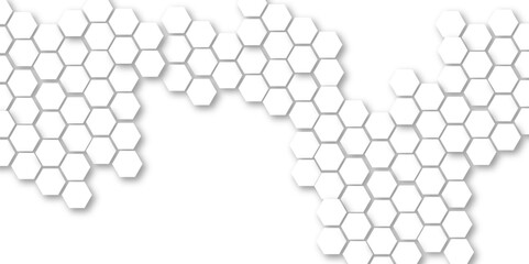 Abstract technology white and grey geometric hexagon shape on transparent background vector.