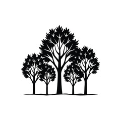 set of trees.vector illustration of a tree on white background.tree black & white silhouette.Tree of Life tribal vector black set..