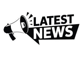 Breaking News black and white Icon with Megaphone and Speech Bubble