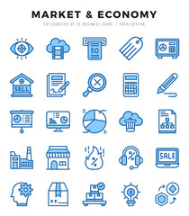 Market & Economy Two Color icons collection. Two Color icons pack. Vector illustration