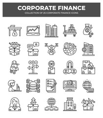 Corporate Finance Icons: A Collection of 25 Essential Business and Finance Symbols