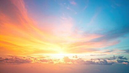 Obraz premium A vibrant blue sky stretches overhead, dotted with fluffy white clouds, creating a serene backdrop that evokes a sense of peace and tranquility.
