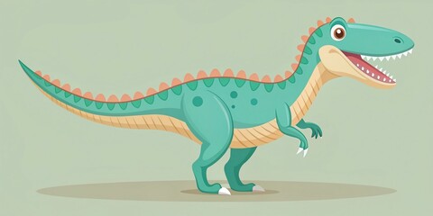 Cute Baryonyx Dinosaur Cartoon Minimalist Illustration