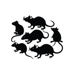 vector illustration of a silhouette of a rat on white background.