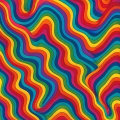 Rainbow Waves - Psychedelic Pattern with Geometric Abstraction