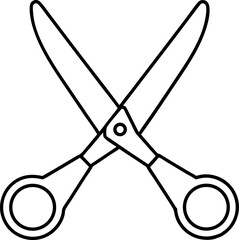 Pair Of Scissors Open Line Art Vector Illustration