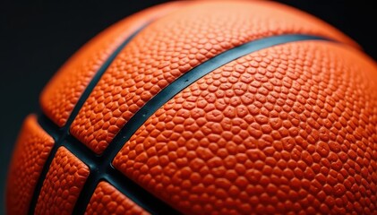 Fototapeta premium Close-up of basketball texture, orange leather grain, game, texture, surface