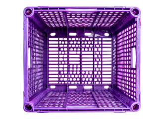 Empty purple plastic crate