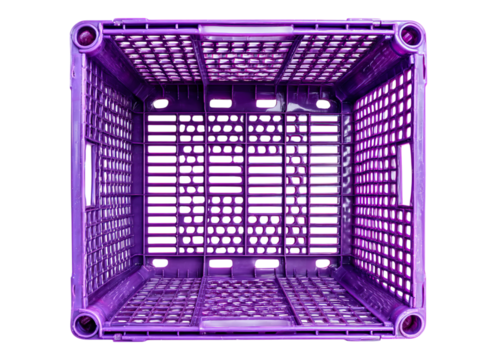 Empty purple plastic crate