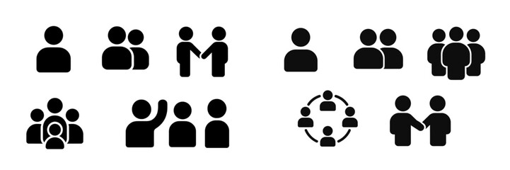 Silhouettes of diverse social interactions and group dynamics illustrating communication and collaboration