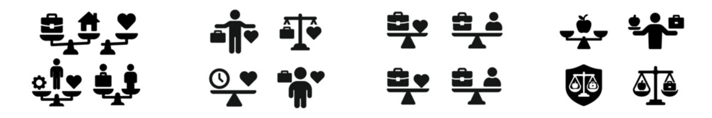 Balancing work and personal life using icons of wellness, health, and equality in a corporate setting