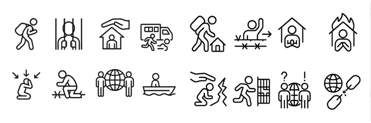 Iconic representations of various human activities and emergencies in a simplified design for educational purposes