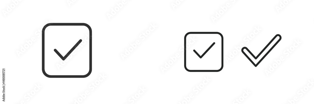 Aufkleber different styles of check marks displayed in various sizes on a simple white background