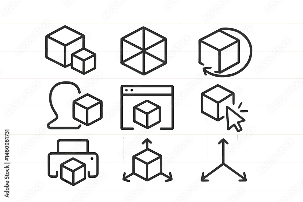 Poster conceptual representations of three-dimensional objects and interactions in graphic design