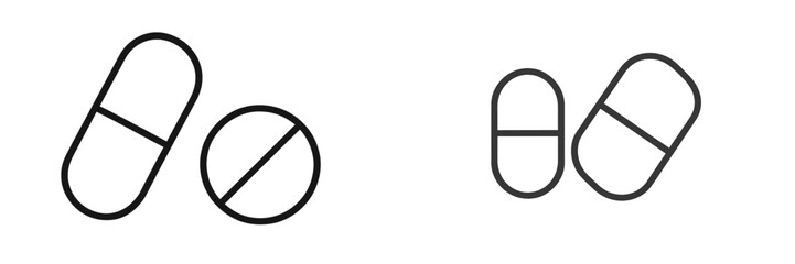 Examples of capsule and tablet shapes representing medication in minimalistic design styles