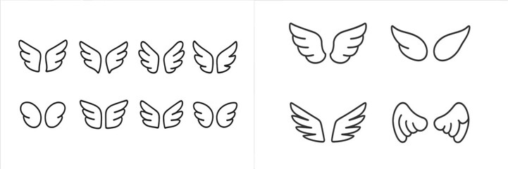 Fototapeta premium Different designs of wings in various styles showcasing creativity and artistry in a minimalist approach