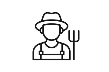 Fototapeta premium Farmer in a hat holding a pitchfork on a rural landscape during daylight hours