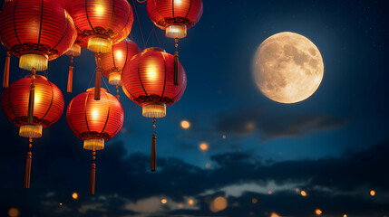 Illuminated Lanterns Celebrate Mid-Autumn Festival under the Moonlight Spectacle