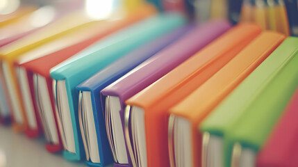 Vibrant rainbow of knowledge: A line of colorful journals ready for stories