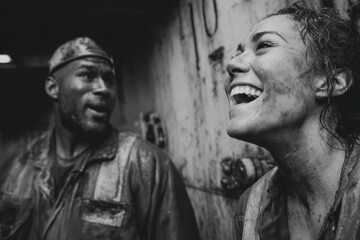 Obraz premium Woman laughing while another looks on.