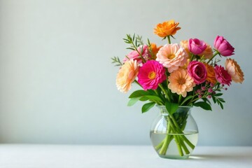 Fototapeta premium Elegant glass vase filled with vibrant colorful flowers Perfect for home decor, spring, or floral arrangement websites , event, white background