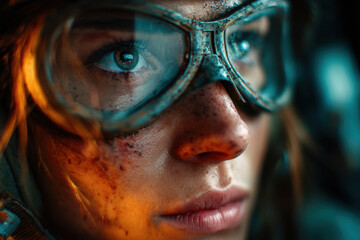 Woman wearing ski goggles and goggles.
