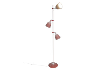 3D Render of a Modern Red Floor Lamp with Three Adjustable Heads