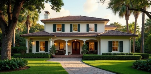 Fototapeta premium Timeless colonial home, vibrant Orlando setting, property, classic, elegant home