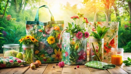 Fototapeta premium Eco-Friendly Floral Patterns: Zero Waste Project Designs
