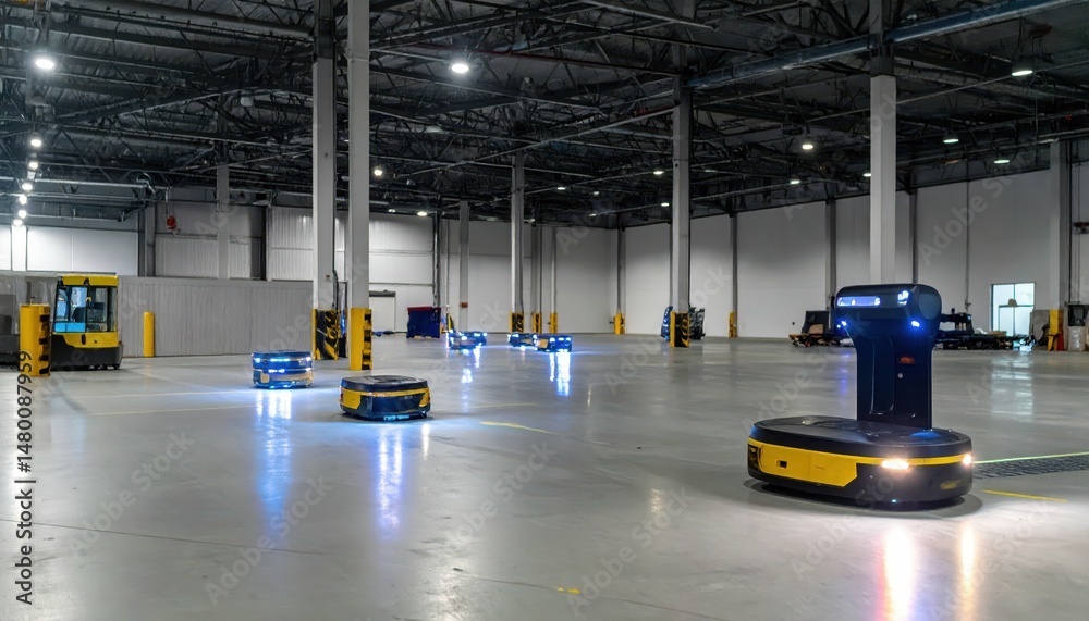 Poster advanced automated robots operate in large warehouse environment
