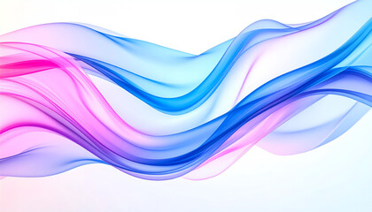Fototapeta premium Flowing waves of pink and blue hues create a dynamic and abstract visual effect against a light background