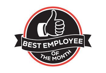 Best Employee of the Month Badge Thumbs Up Appreciation Icon vector illustration