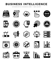 Simple Set of Business Intelligence Related Vector Lineal Filled Icons.