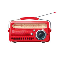 red retro radio white background vector icon design