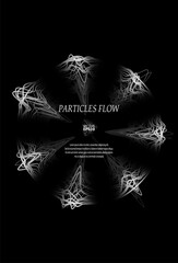 sound waves from particles on a black background. Contrast emphasizes the difference in structure. Abstract style, sound design, data visualization.