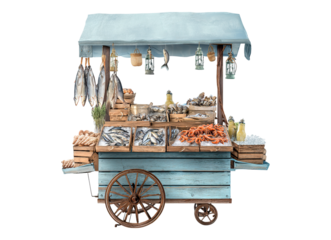 Fresh seafood market cart