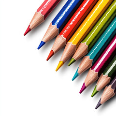 Fototapeta premium A vibrant arrangement of colored pencils against a clean, white background