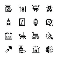 Download our latest set of medical and hospital glyph icons