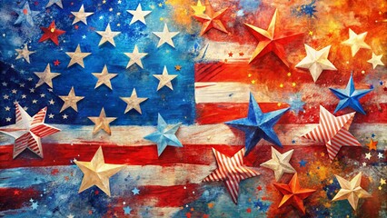 Expressive Patriotic 4th of July Background: Layered Color & Texture Design