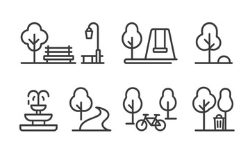 Park layout showcasing benches, swings, and landscaping with trees in a community space